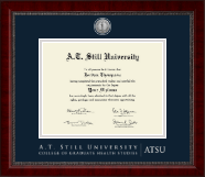 A.T. Still University Silver Engraved Medallion Diploma Frame in Sutton