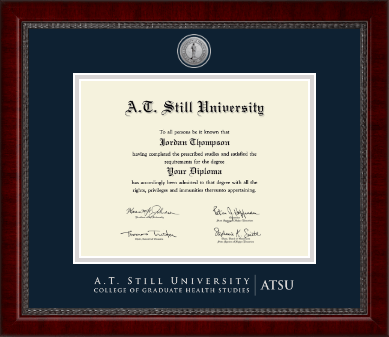 A.T. Still University diploma frame - Silver Engraved Medallion Diploma Frame in Sutton