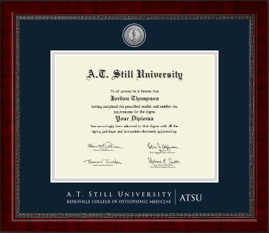 A.T. Still University diploma frame - Silver Engraved Medallion Diploma Frame in Sutton
