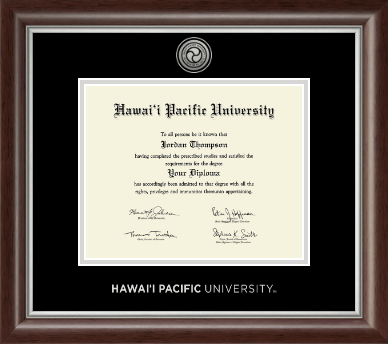 Hawaii Pacific University diploma frame - Silver Engraved Medallion Diploma Frame in Devonshire