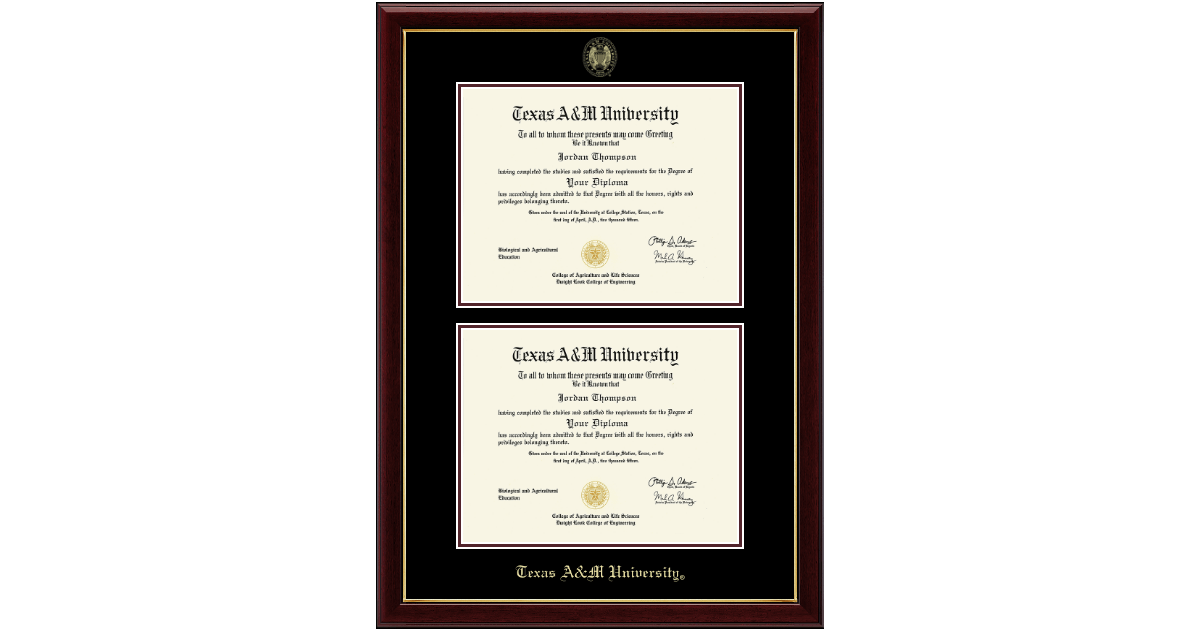 Double Diploma Frame in Gallery Texas A&M University Item 289371