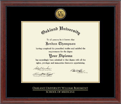 Oakland University diploma frame - Gold Engraved Medallion Diploma Frame in Signature