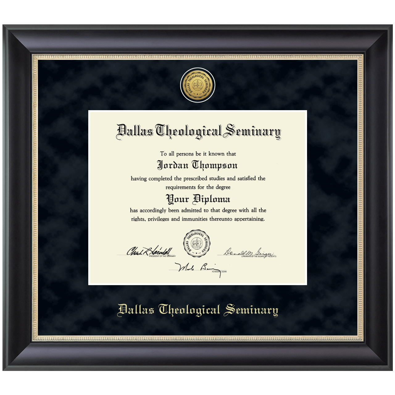 Pre2006 Gold Engraved Medallion Diploma Frame in Noir Dallas