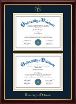 University of Delaware Double Diploma Frame in Gallery