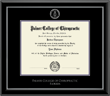Palmer College of Chiropractic Florida diploma frame - Silver Embossed Diploma Frame in Onyx Silver