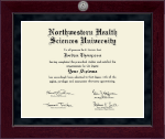 Northwestern Health Sciences University Millennium Silver Engraved Diploma Frame in Cordova