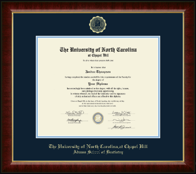 University of North Carolina Chapel Hill diploma frame - Gold Embossed Diploma Frame in Murano