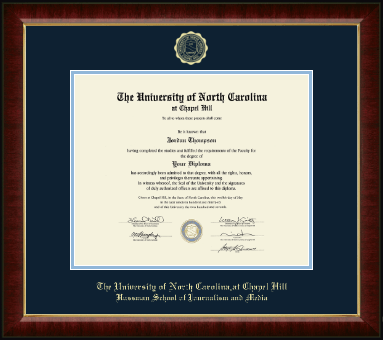 University of North Carolina Chapel Hill diploma frame - Gold Embossed Diploma Frame in Murano