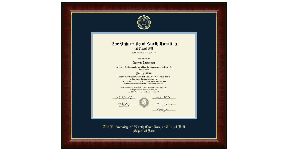UNC Gold Embossed Diploma Frame in Murano