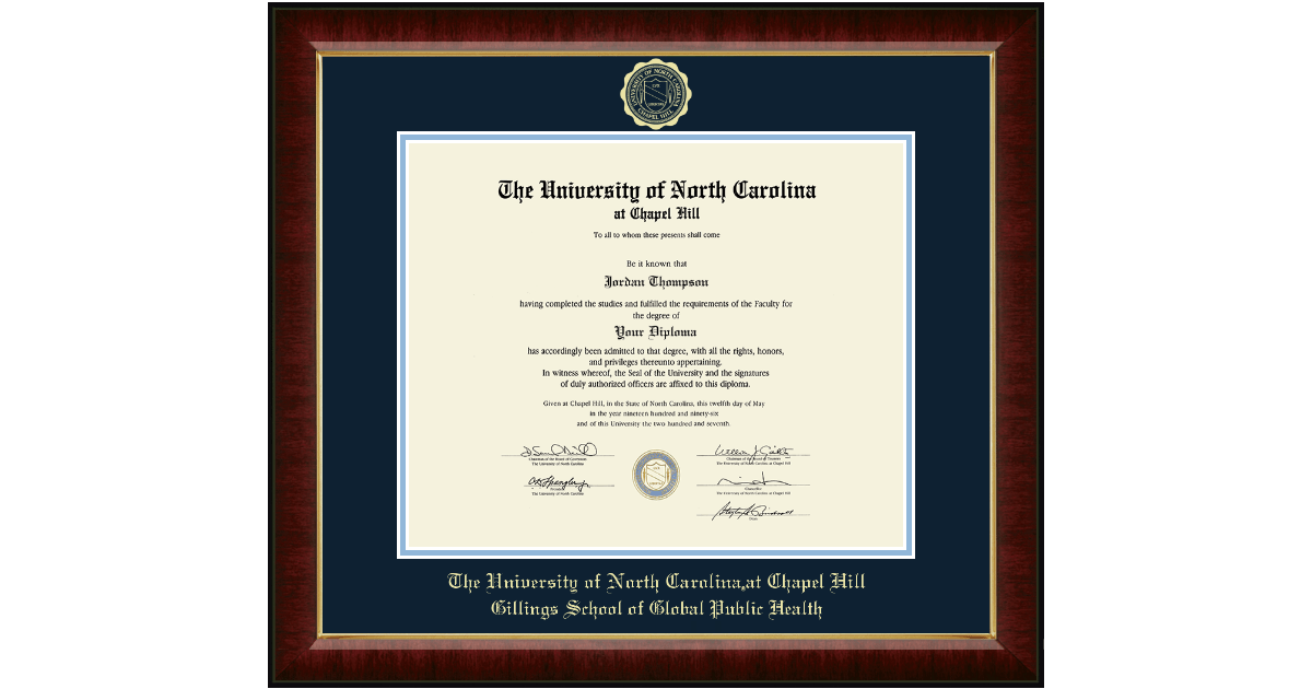 Gold Embossed Diploma Frame in Murano University of North Carolina