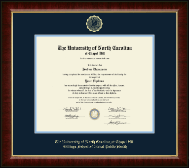 University of North Carolina Chapel Hill diploma frame - Gold Embossed Diploma Frame in Murano