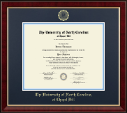 University of North Carolina Chapel Hill diploma frame - Personalized Gold Embossed Diploma Frame in Murano