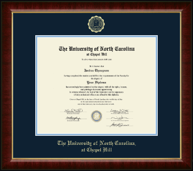 University of North Carolina Chapel Hill diploma frame - Gold Embossed Diploma Frame in Murano