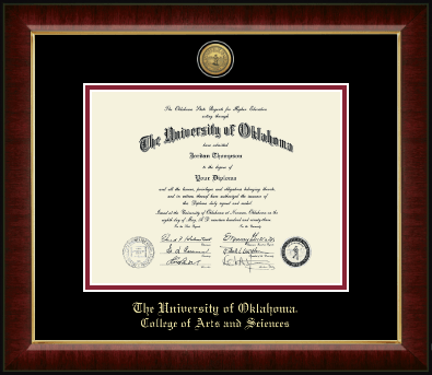 The University of Oklahoma diploma frame - Gold Engraved Medallion Diploma Frame in Murano