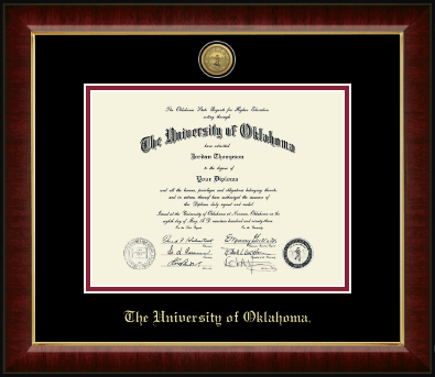 The University of Oklahoma diploma frame - Gold Engraved Medallion Diploma Frame in Murano