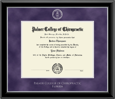 Palmer College of Chiropractic Florida diploma frame - Silver Embossed Diploma Frame in Onyx Silver