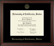 University of California Irvine Gold Embossed Diploma Frame in Studio