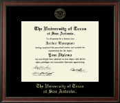 The University of Texas San Antonio Gold Embossed Diploma Frame in Studio