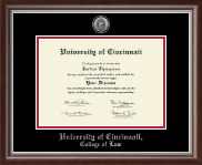 University of Cincinnati diploma frame - Silver Engraved Medallion Diploma Frame in Devonshire