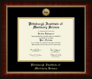 Pittsburgh Institute of Mortuary Science Gold Engraved Medallion Diploma Frame in Murano