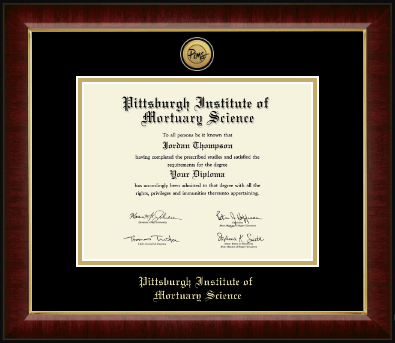 Pittsburgh Institute of Mortuary Science diploma frame - Gold Engraved Medallion Diploma Frame in Murano