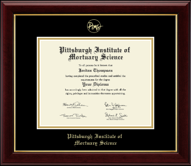 Pittsburgh Institute of Mortuary Science diploma frame - Gold Embossed Diploma Frame in Gallery