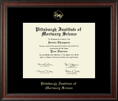 Pittsburgh Institute of Mortuary Science diploma frame - Gold Embossed Diploma Frame in Studio
