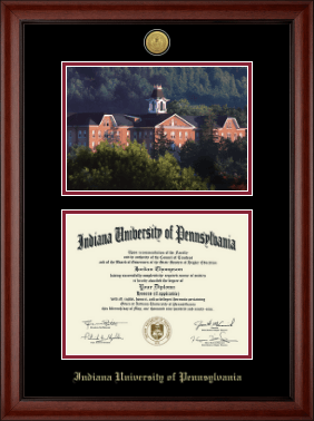 Indiana University of Pennsylvania diploma frame - Gold Engraved Campus Scene Diploma Frame in Cambridge