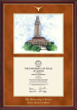 The University of Texas at Austin diploma frame - Campus Scene Diploma Frame in Kensington Gold