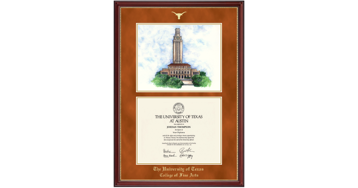 Campus Scene Diploma Frame in Kensington Gold The University of Texas ...
