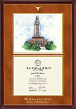 The University of Texas at Austin diploma frame - Campus Scene Diploma Frame in Kensington Gold