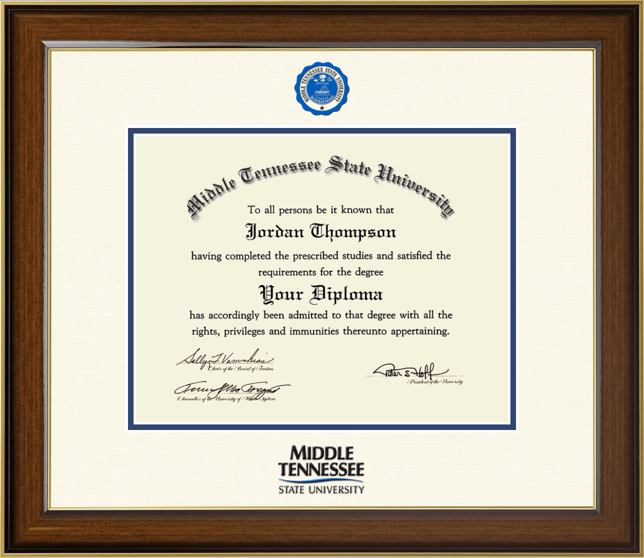 Middle Tennessee State University Dimensions Diploma Frame In Westwood Item 291146