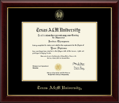 Texas A&M University diploma frame - Gold Embossed Diploma Frame in Gallery