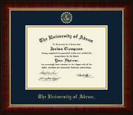 The University of Akron Gold Embossed Diploma Frame in Murano