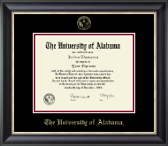 The University of Alabama Tuscaloosa Gold Embossed Diploma Frame in Noir