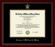 William & Mary Gold Embossed Diploma Frame in Sutton