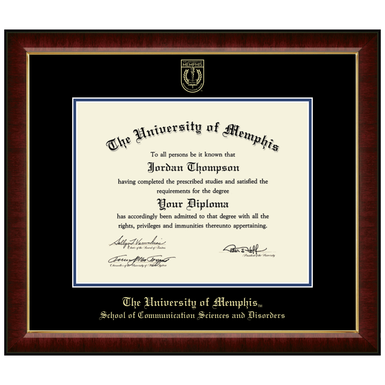 Gold Embossed Diploma Frame In Murano The University Of Memphis - Item ...