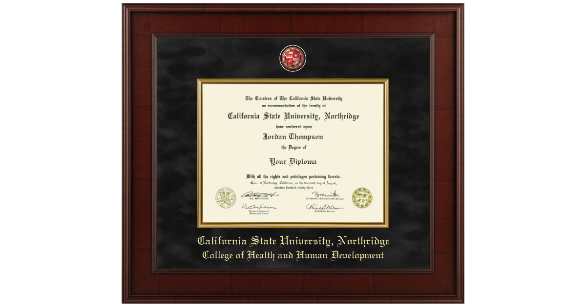Cal Northridge Petite Diploma Frame - Mahogany With Gold Trim, Fits 11x8.5 Diploma, Handcrafted In USA - View #9