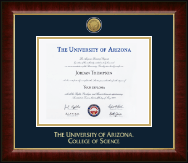 The University of Arizona diploma frame - Gold Engraved Medallion Diploma Frame in Murano