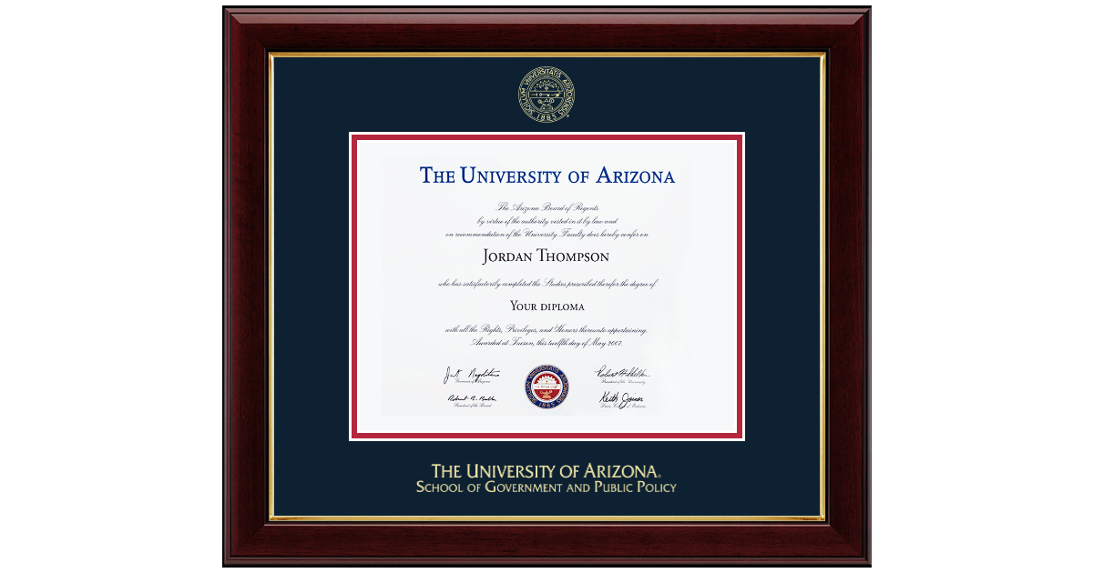 Gold Embossed Diploma Frame in Gallery The University of Arizona Item