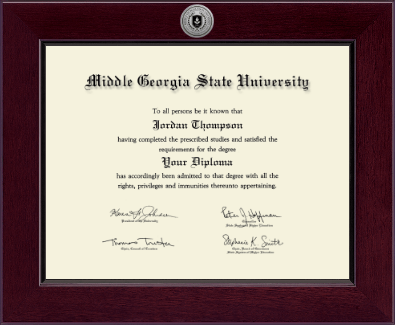 Middle Georgia State University diploma frame - Century Silver Engraved Diploma Frame in Cordova