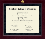 Southern College of Optometry Millennium Gold Engraved Diploma Frame in Cordova