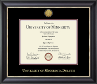 University of Minnesota Duluth Gold Engraved Medallion Diploma Frame in Noir