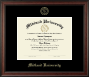 Midland University Gold Embossed Diploma Frame in Studio
