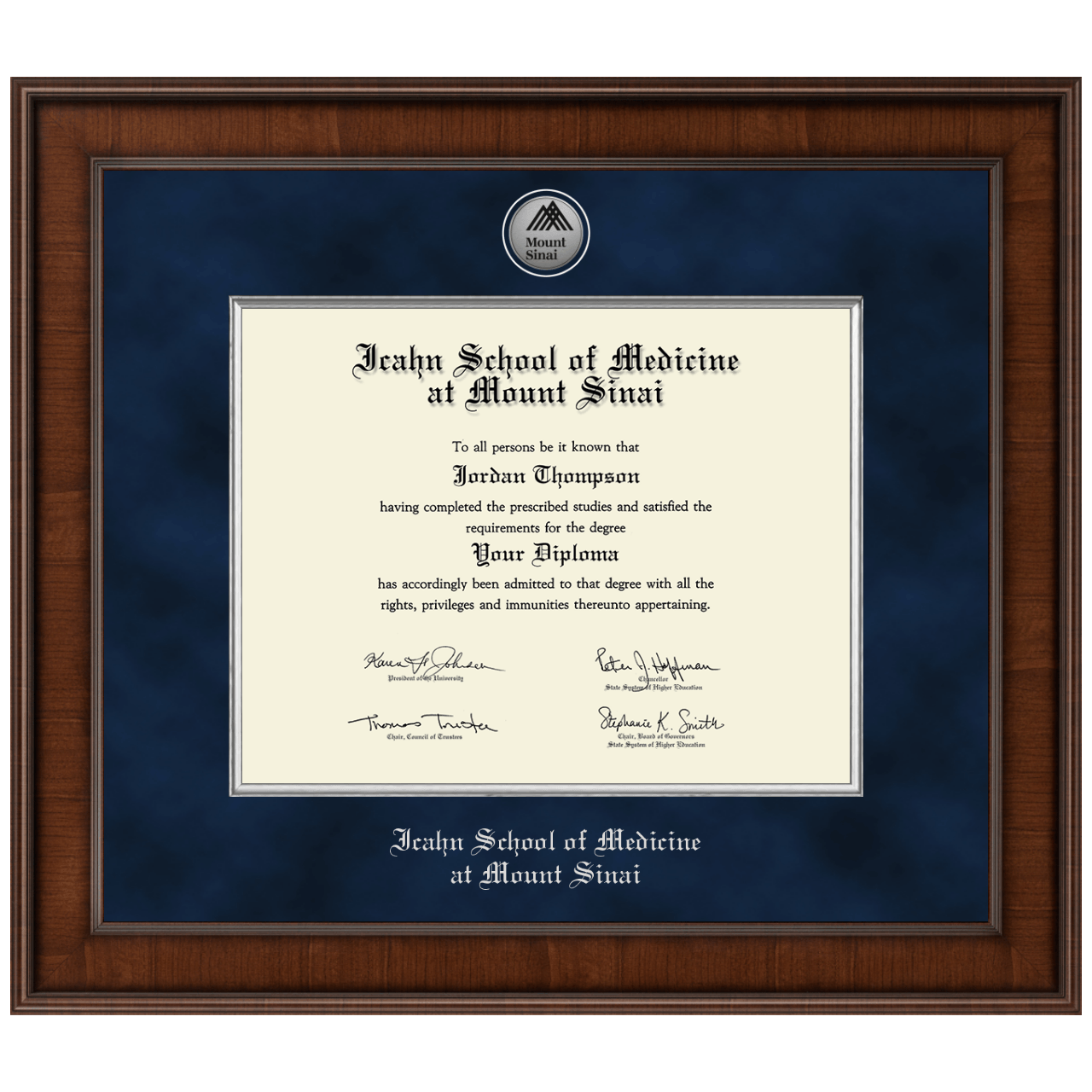 Presidential Silver Engraved Diploma Frame in Madison Icahn School of