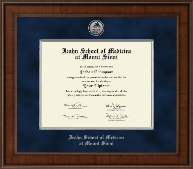 Icahn School of Medicine at Mount Sinai diploma frame - Presidential Silver Engraved Diploma Frame in Madison