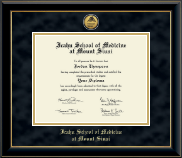 Icahn School of Medicine at Mount Sinai diploma frame - Gold Engraved Medallion Diploma Frame in Onyx Gold