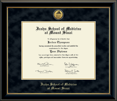 Icahn School of Medicine at Mount Sinai diploma frame - Gold Engraved Medallion Diploma Frame in Onyx Gold