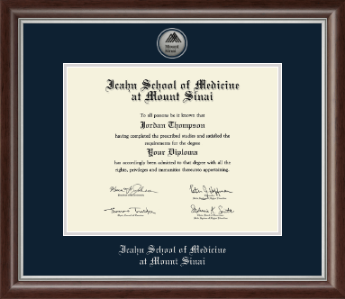 Icahn School of Medicine at Mount Sinai diploma frame - Silver Engraved Medallion Diploma Frame in Devonshire