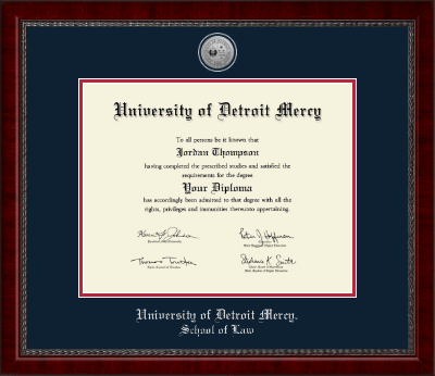 University of Detroit Mercy diploma frame - Silver Engraved Medallion Diploma Frame in Sutton